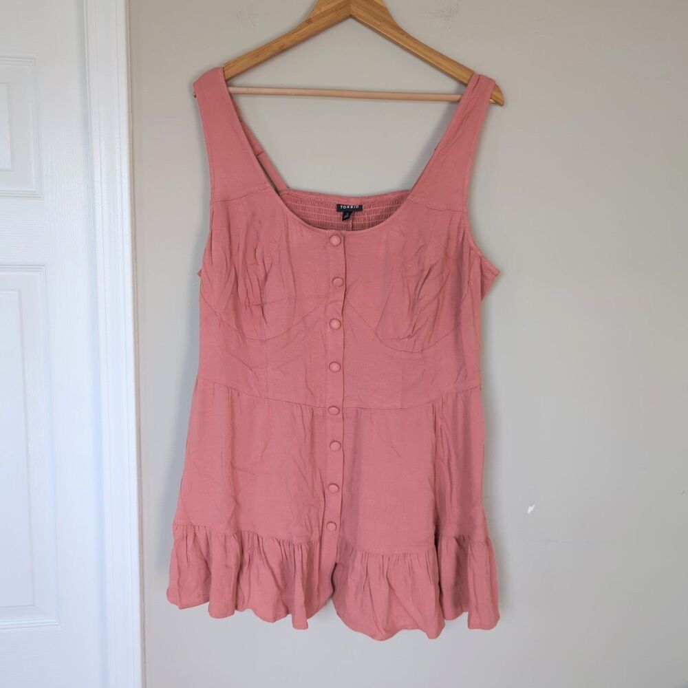 Torrid NWT Pink Fit & Flare Babydoll Peplum Sleeveless Top Rayon 3X Feminine